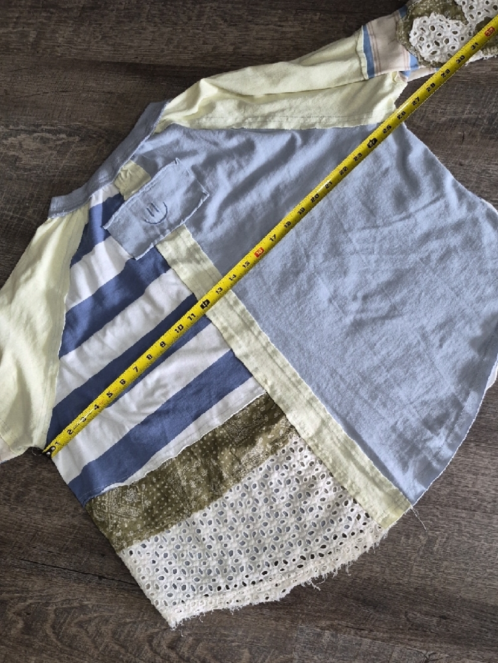 Oli & Hali Blue and Cream Patchwork Floral Long-Sleeve Top - Picture 6 of 8